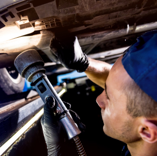 Detail of work in a vehicle workshop